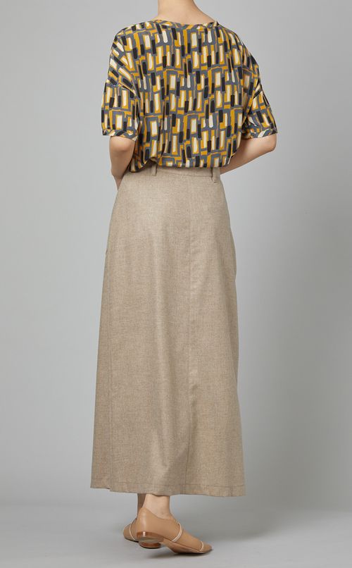 ウール混フロントボタンスカート