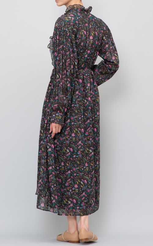 フリルネックギャザーワンピース