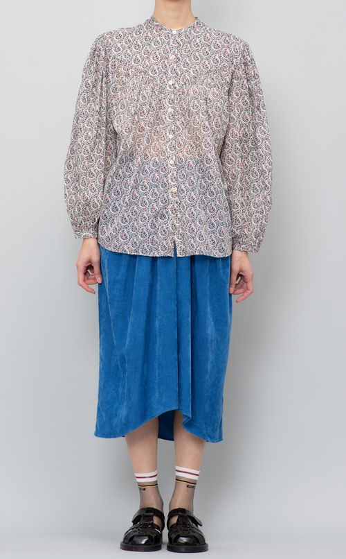 スタンドカラーギャザーブラウス