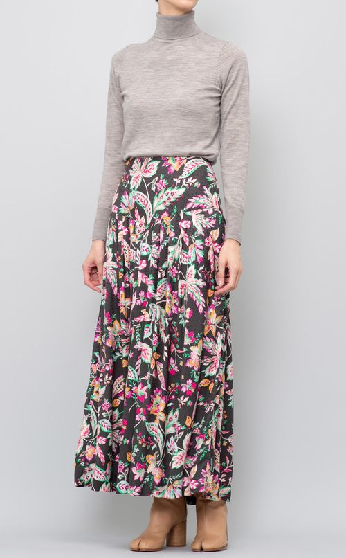 フラワープリントロングフレアスカート