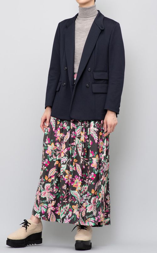フラワープリントロングフレアスカート