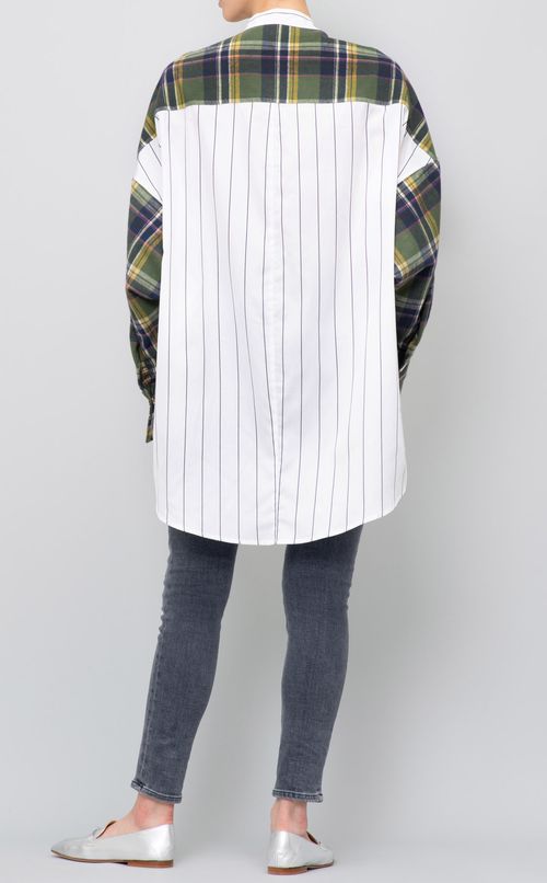 ストライプチェックミックスシャツ