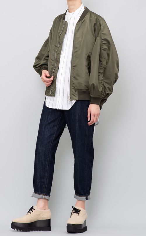 ストライプチェックミックスシャツ