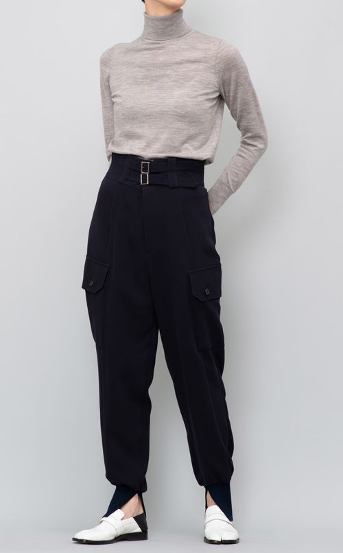 裾リブ付ハイウエストカーゴパンツ