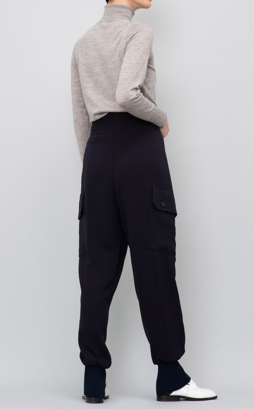 裾リブ付ハイウエストカーゴパンツ