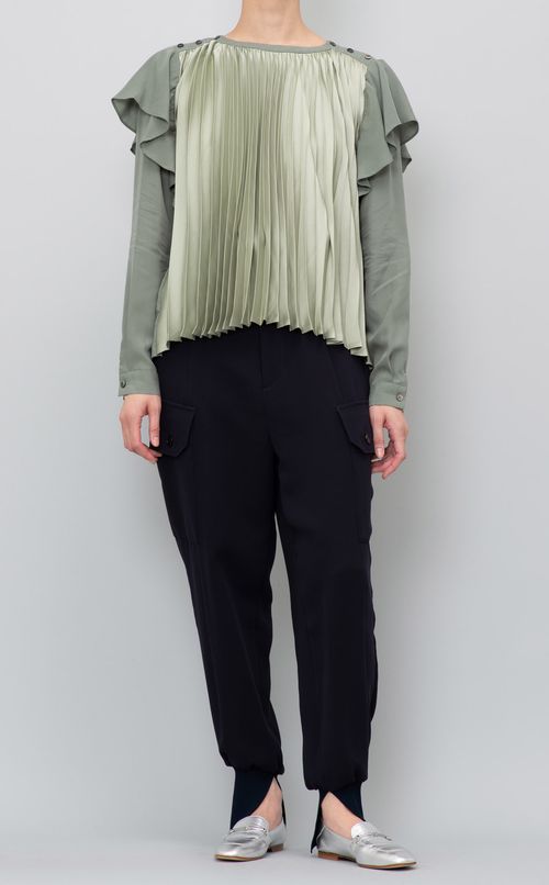 裾リブ付ハイウエストカーゴパンツ