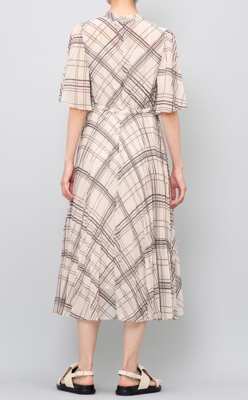 チェックボウタイプリーツワンピース