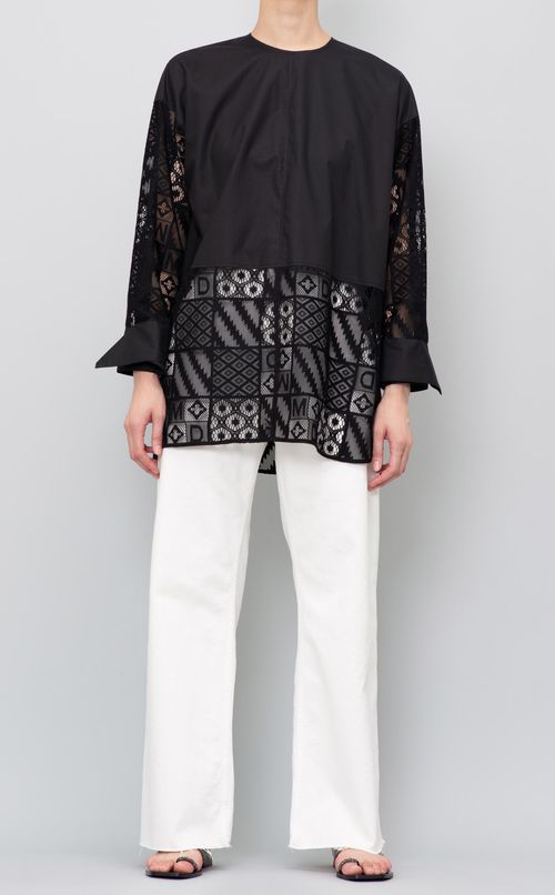 レースコンビロングブラウス