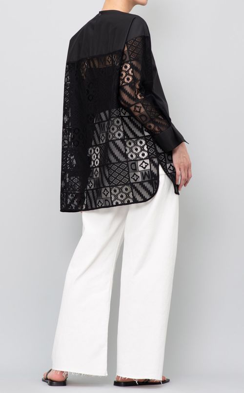 レースコンビロングブラウス