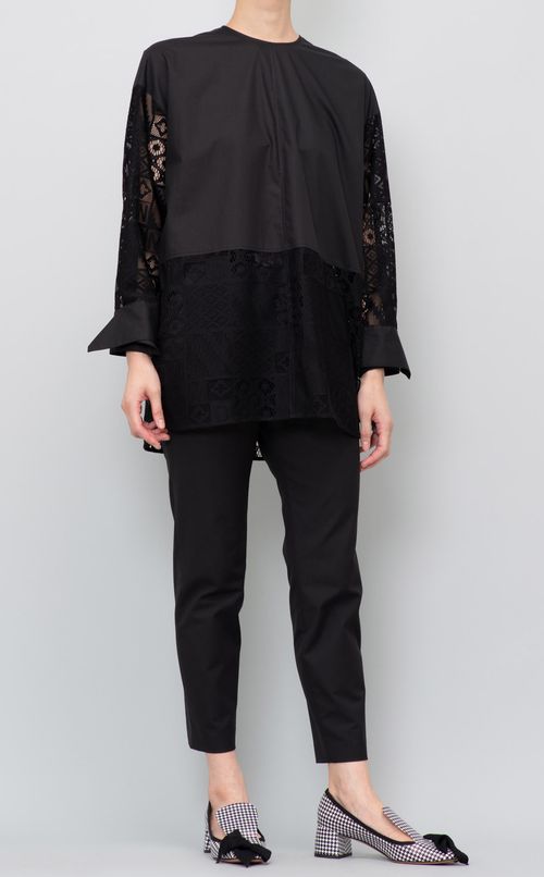 レースコンビロングブラウス