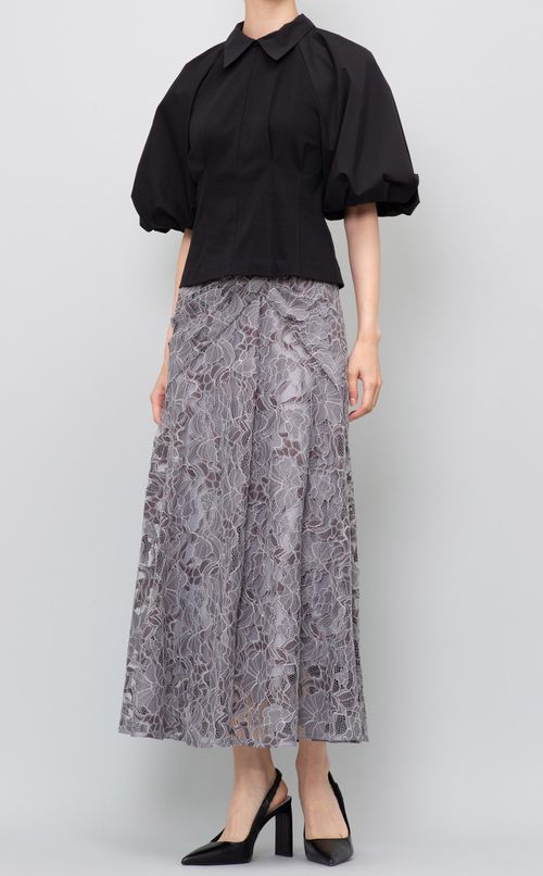 シャツカラーバルーンブラウス