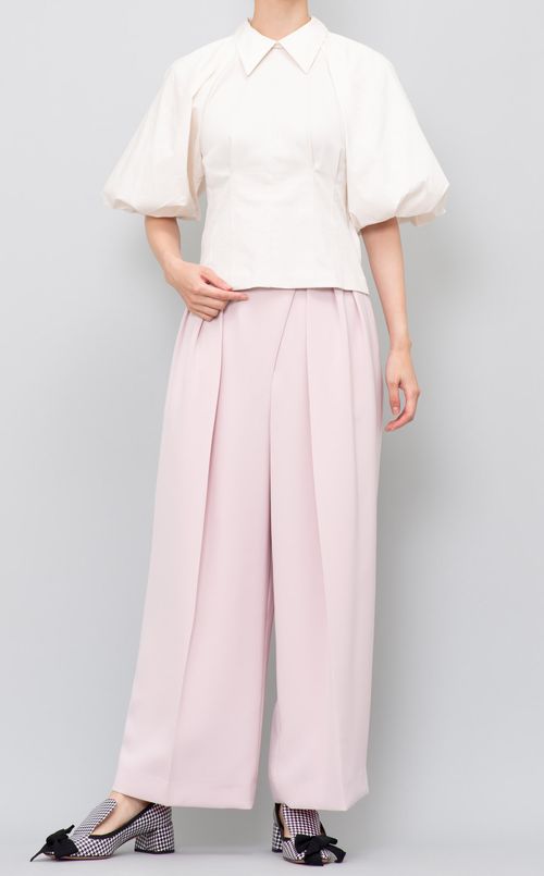 シャツカラーバルーンブラウス