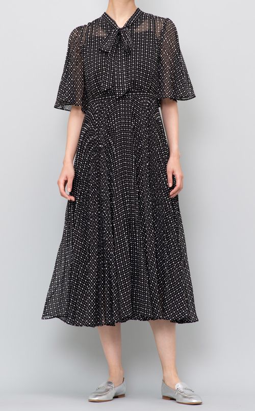 ドットボウタイプリーツワンピース