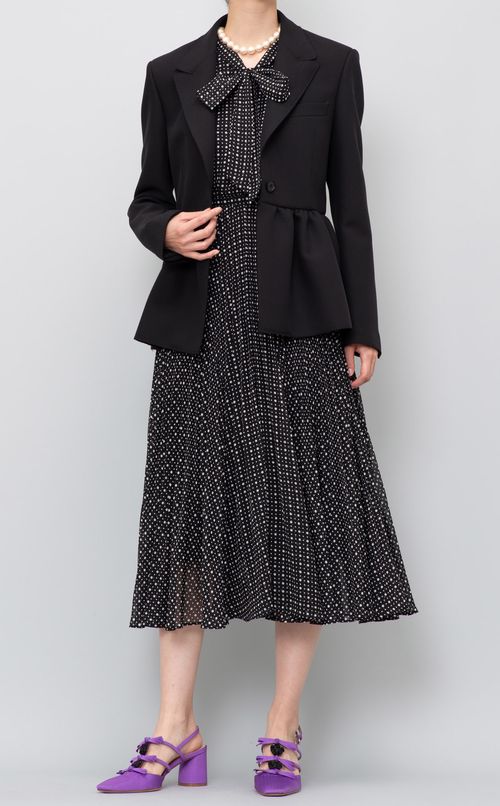 ドットボウタイプリーツワンピース