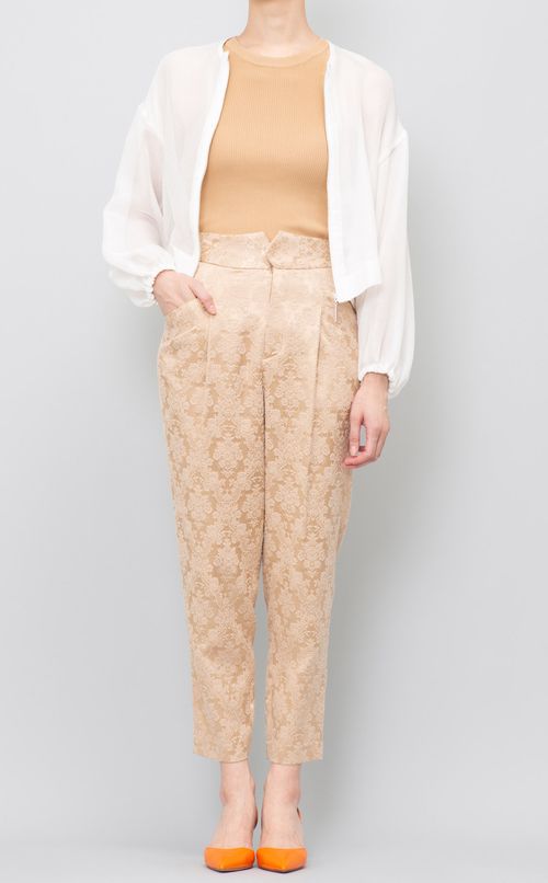 ダマスクジャガードテーパードパンツ