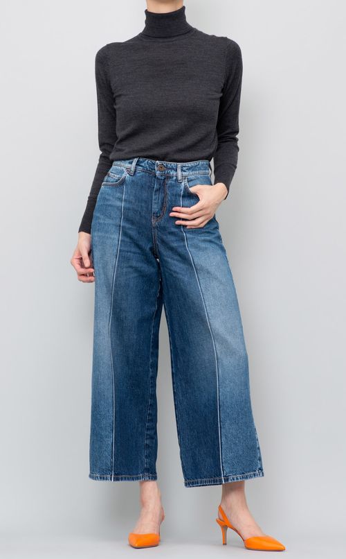 バイカラーワイドデニムパンツ