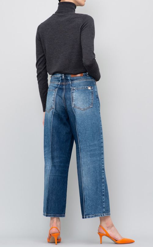 バイカラーワイドデニムパンツ