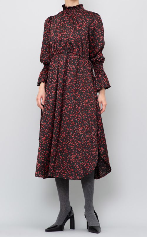 小花プリントジャガードワンピース