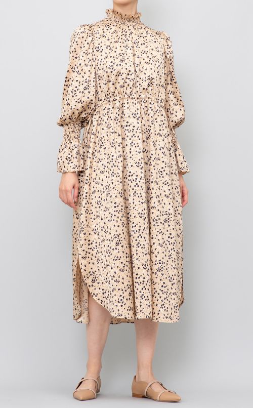 小花プリントジャガードワンピース