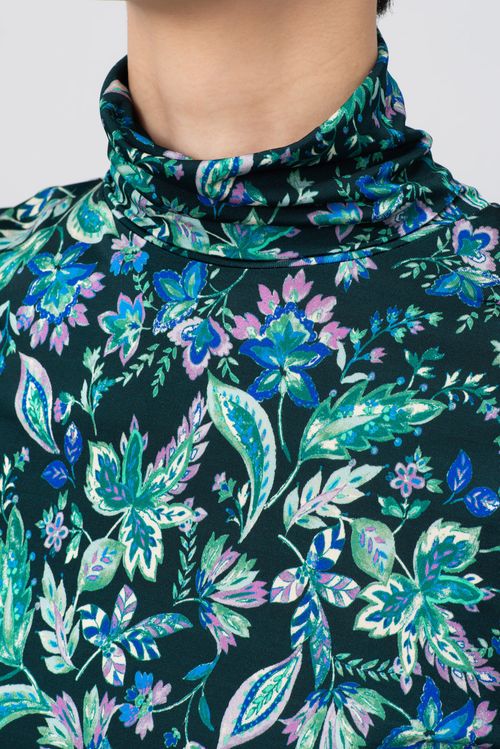 フラワープリントハイネックカットソー