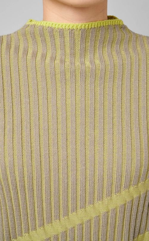 バイカラーリブニットプルオーバー