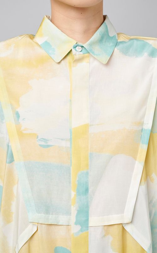 ウォーターカラーシャツワンピース