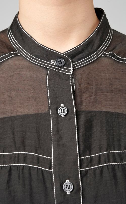 フリルバンドカラーシアーブラウス