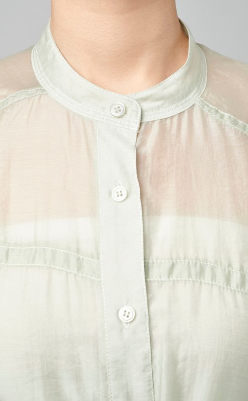 フリルバンドカラーシアーブラウス