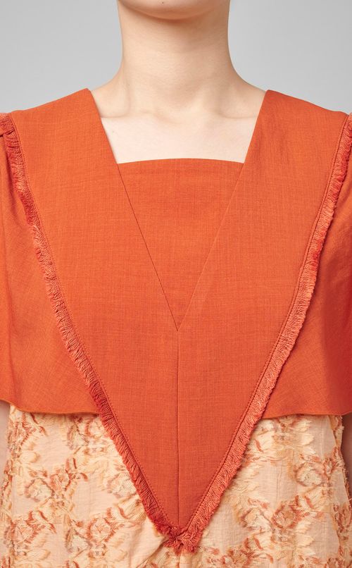 フリンジボタニカルジャガードドレス