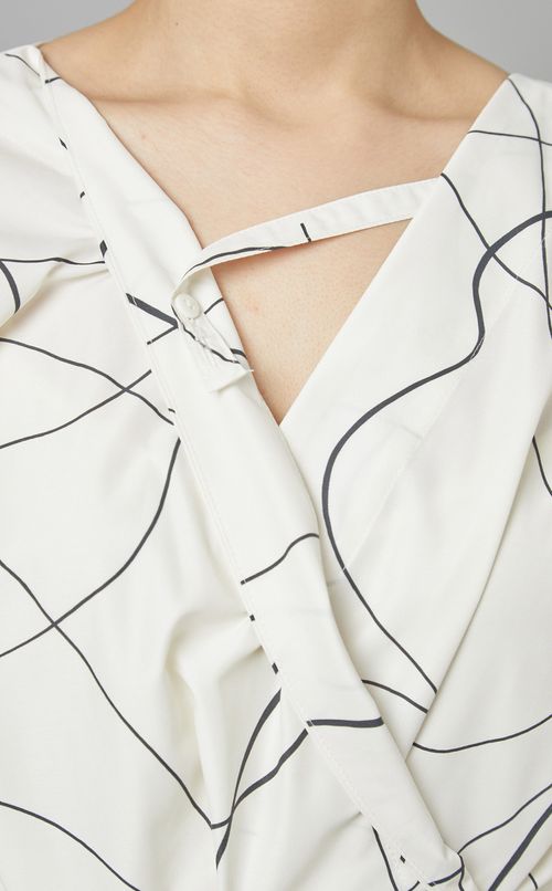 ジオメトリックプリントカシュクールドレス