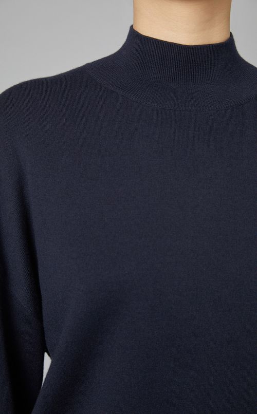 ウール混ビルドネックニットプルオーバー