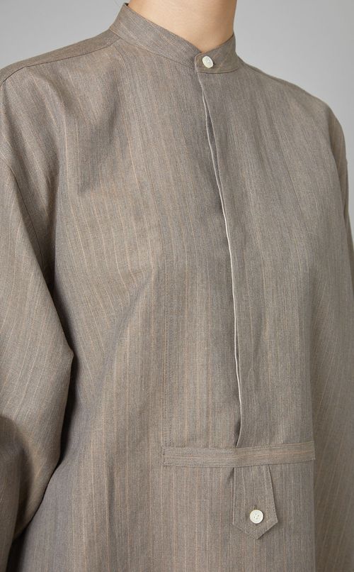 バンドカラースリットシャツワンピース