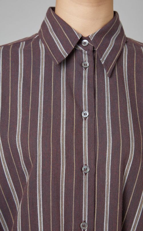 ベルト付ストライプシャツ