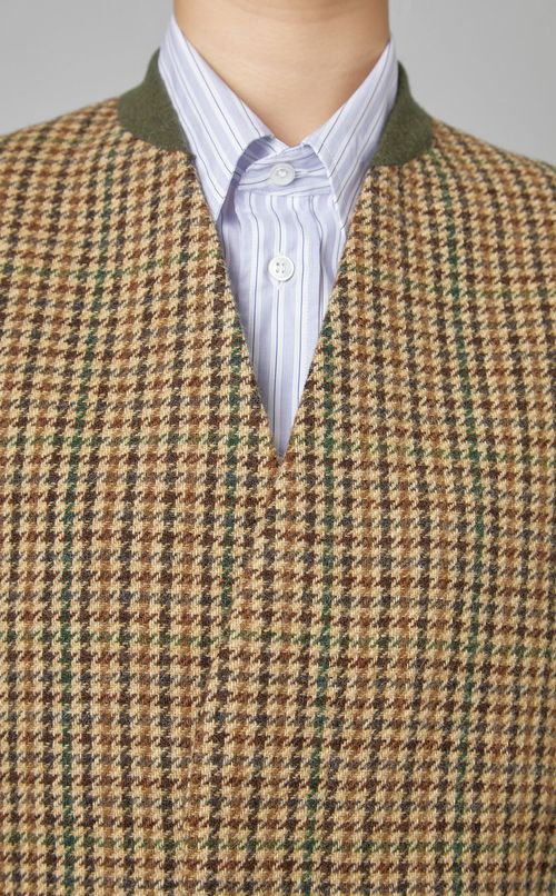 千鳥格子ノーカラージャケット