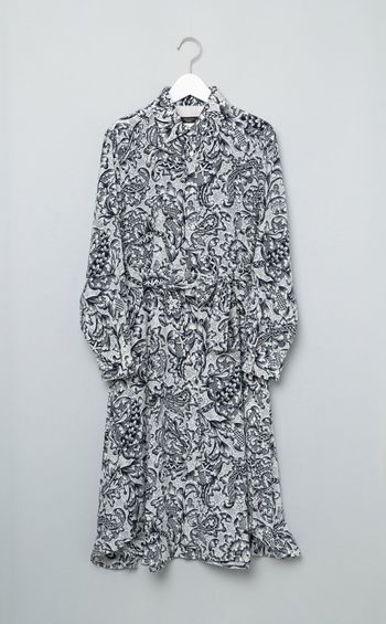 フラワープリントシルクワンピース