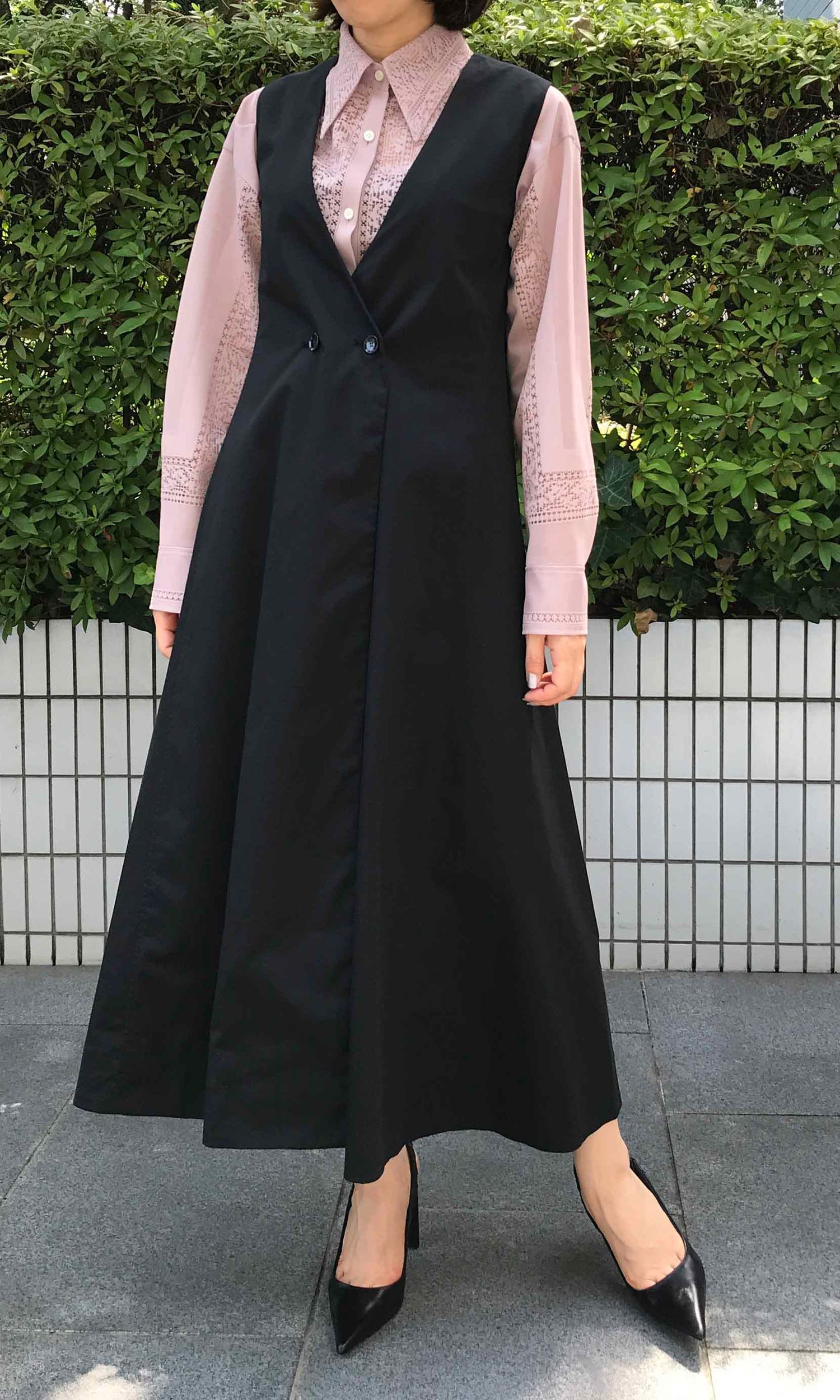 FRAY I.D パネルレース ワンナップカラーシャツ ストレッチレース 