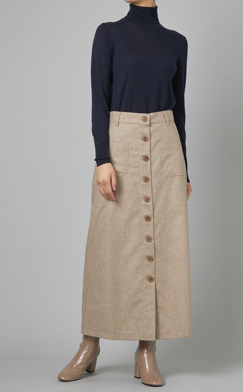ウール混フロントボタンスカート
