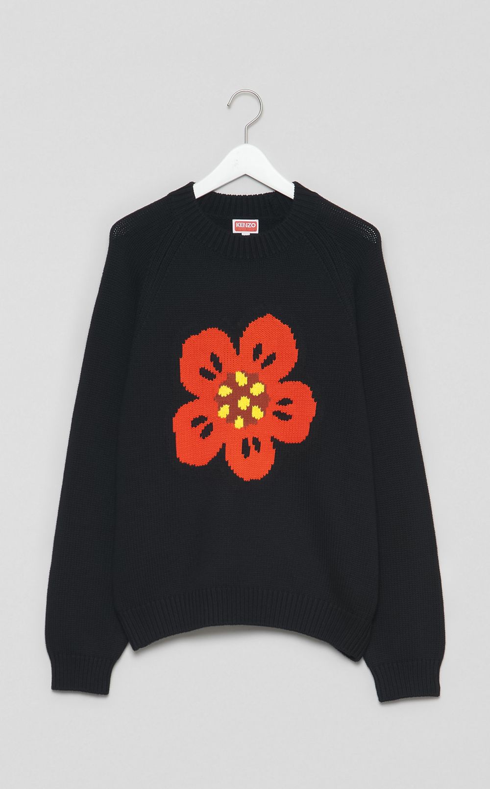 ボケフラワークルーネックニット