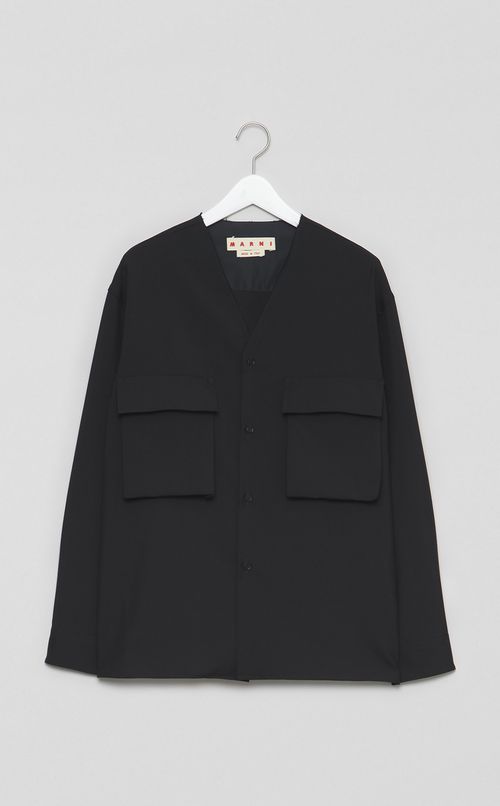 ノーカラーオーバーシャツ