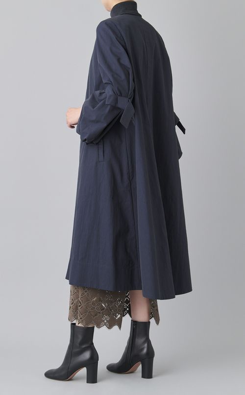 ツイル袖リボンノーカラーコート