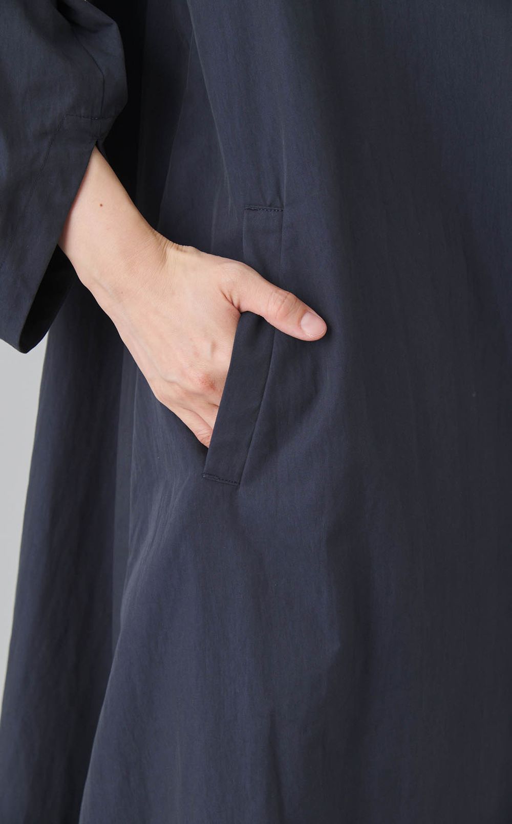 ツイル袖リボンノーカラーコート