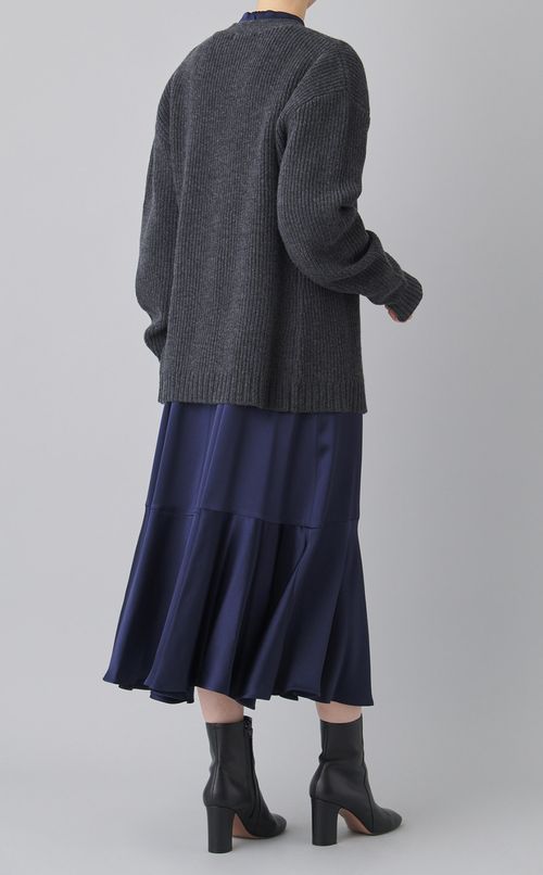 ウールリブVネックシェイプカーディガン