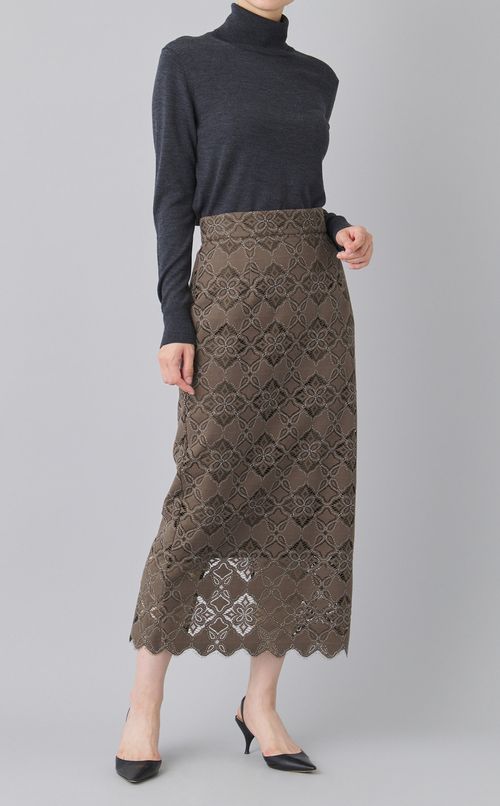 コードバイカラーレースタイトスカート