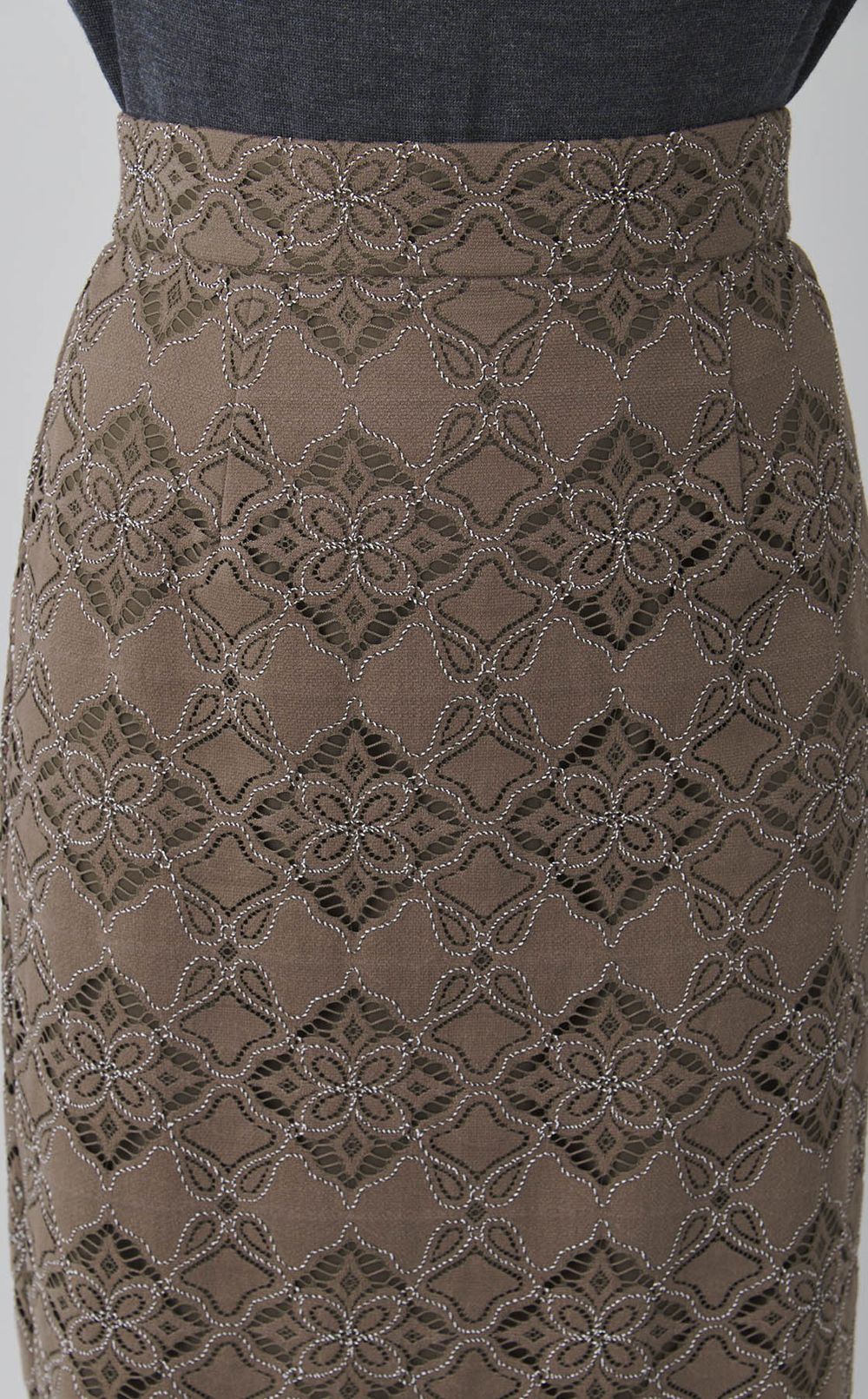 コードバイカラーレースタイトスカート