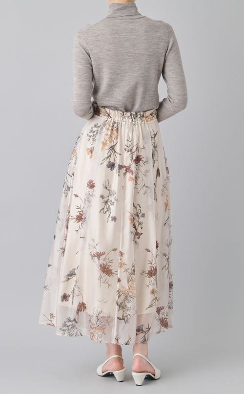 ボタニカルプリントシアータックスカート