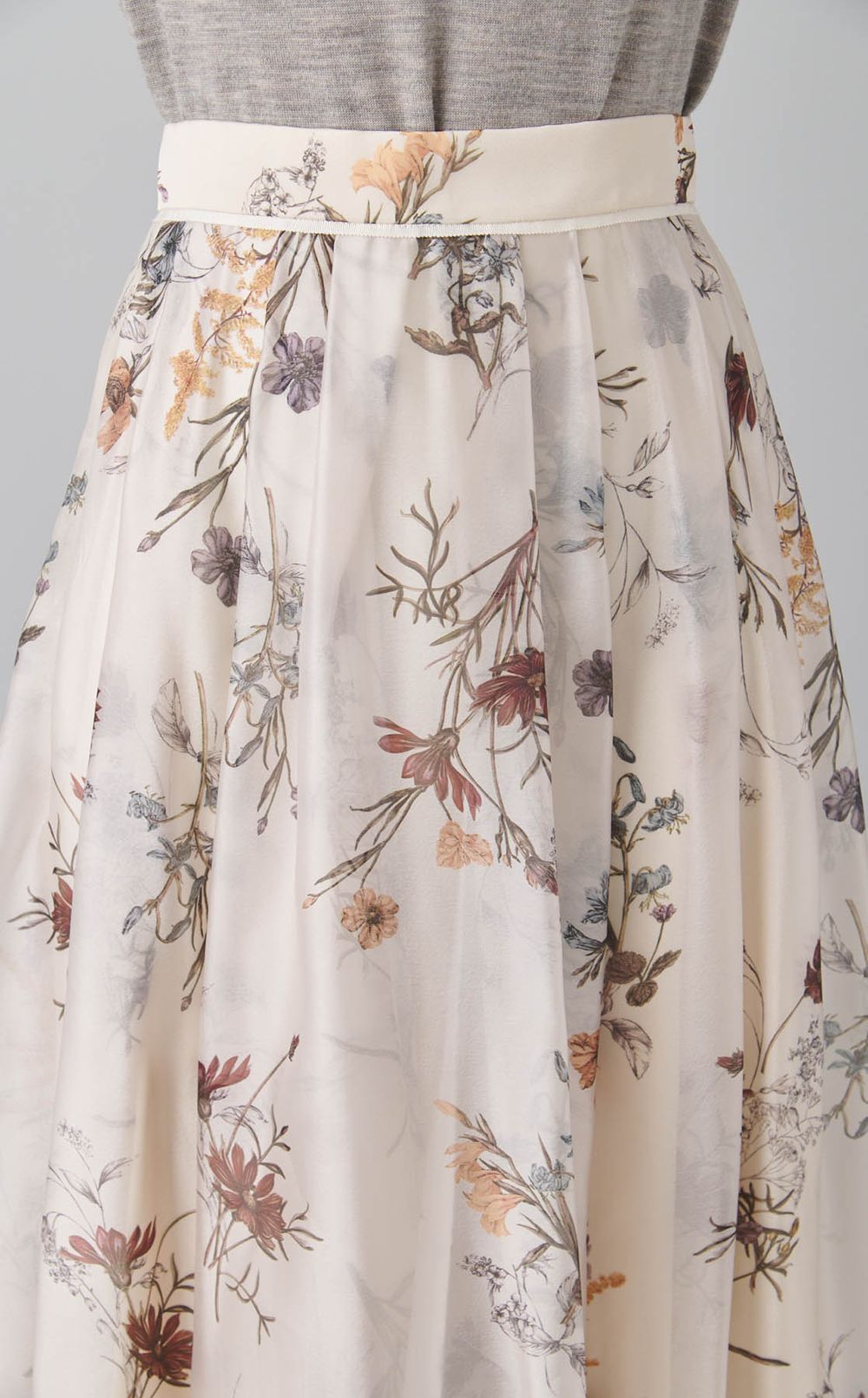 ボタニカルプリントシアータックスカート