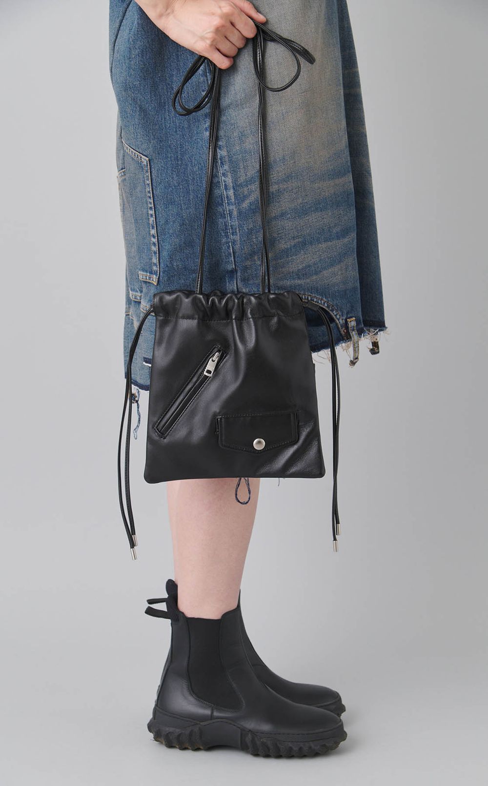 ライダースデザインドローストリングバッグ