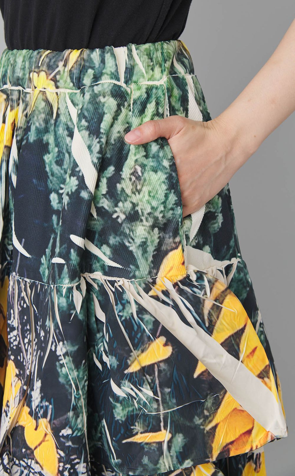 ダイレクトプリン卜リブギャザースカート