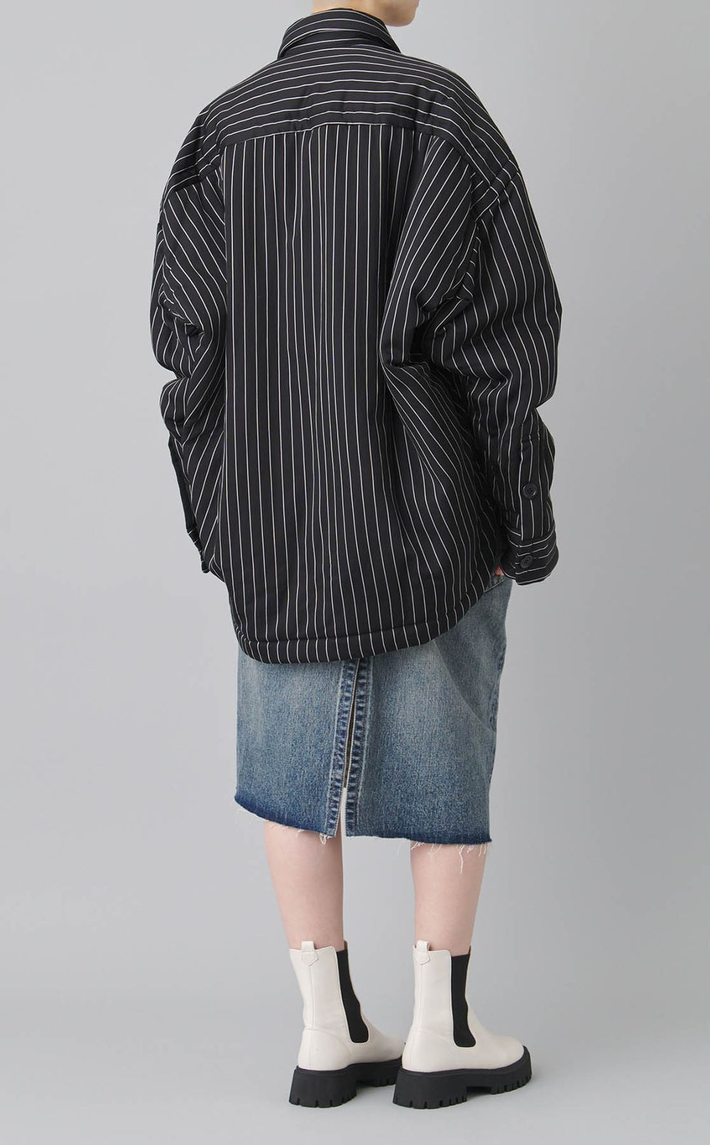 パファーストライプシャツジャケット