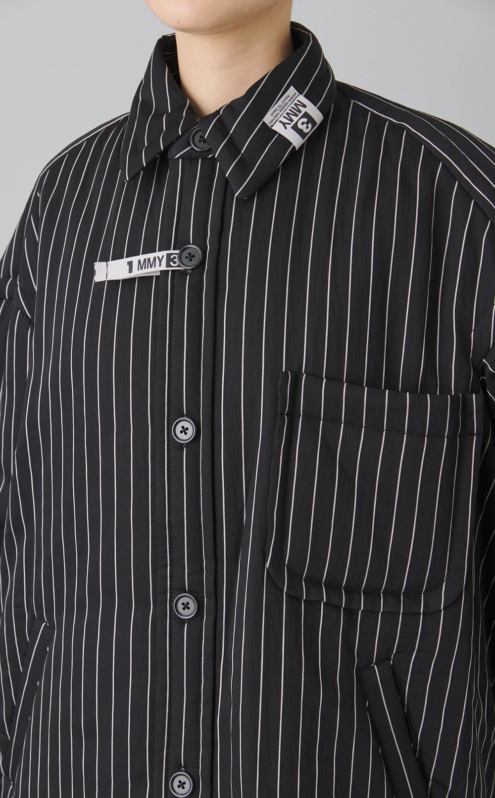 パファーストライプシャツジャケット